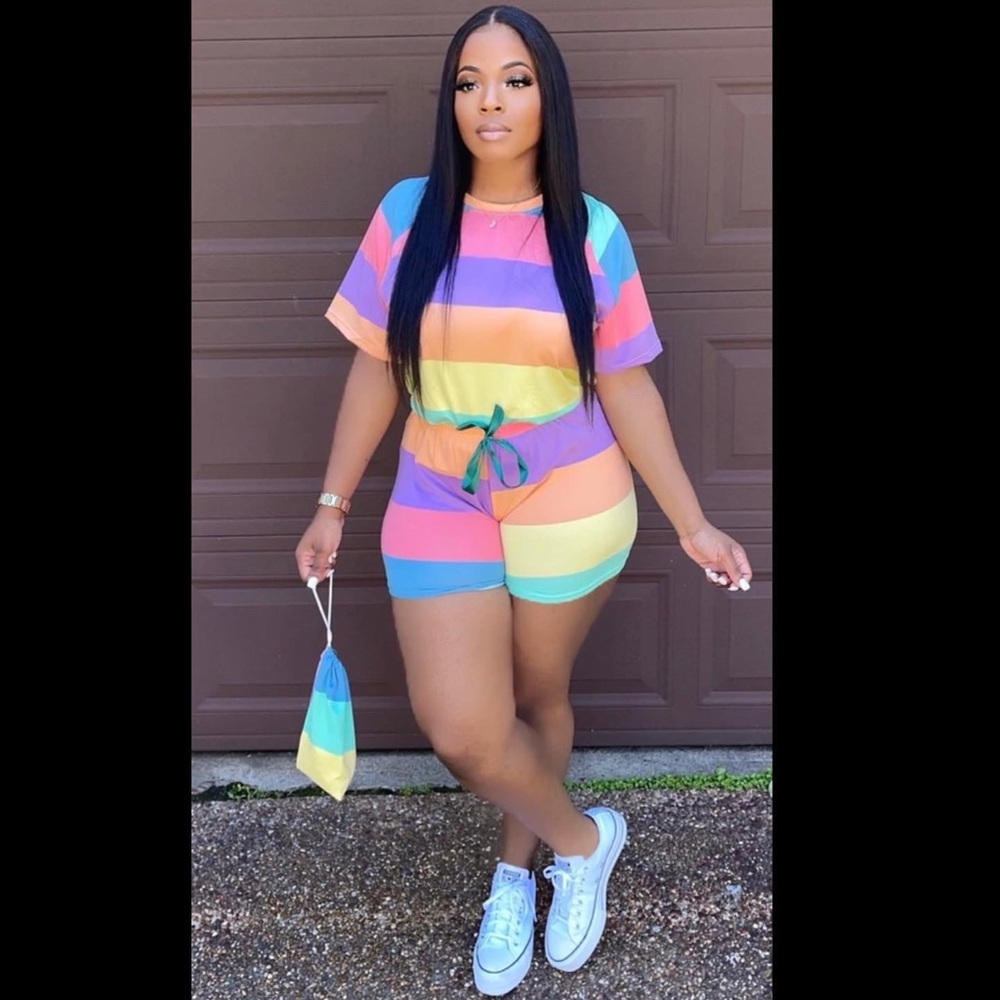 Multicolor strip short set